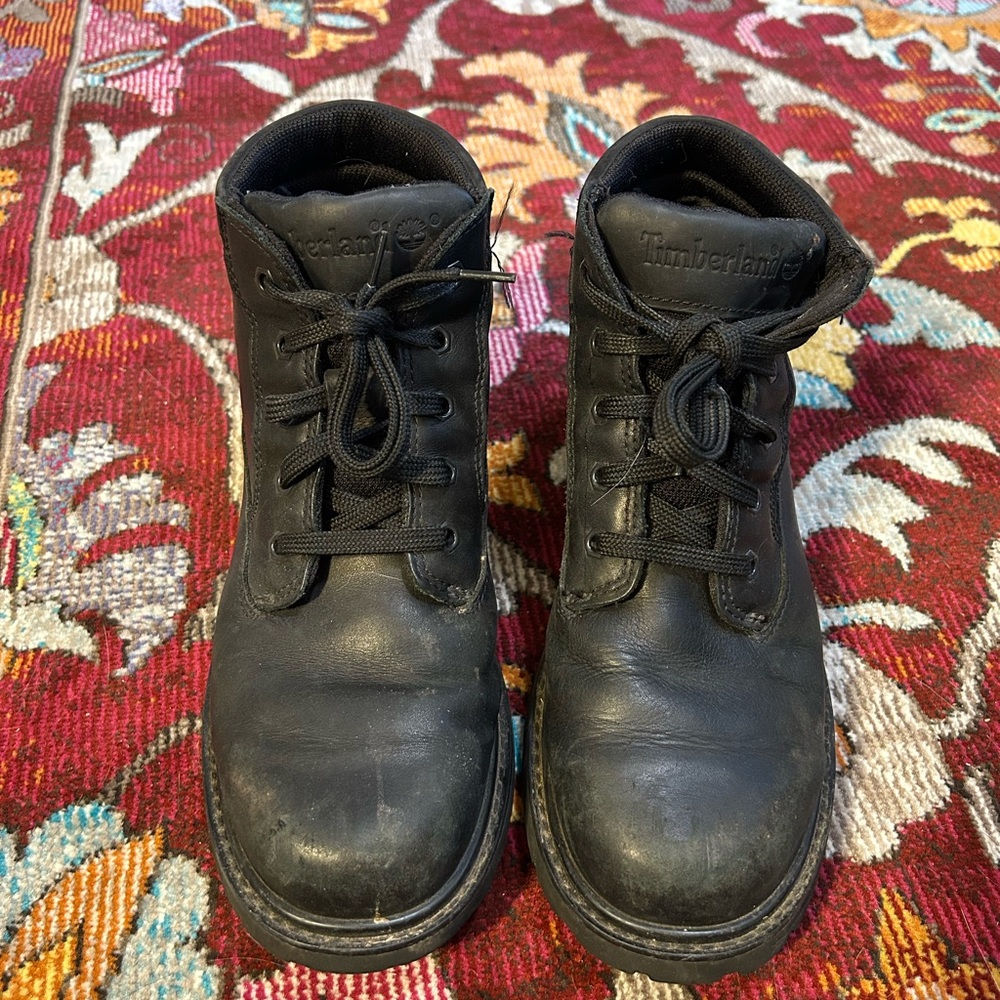 Timberland Black Leather Ankle Boots with Sturdy Soles